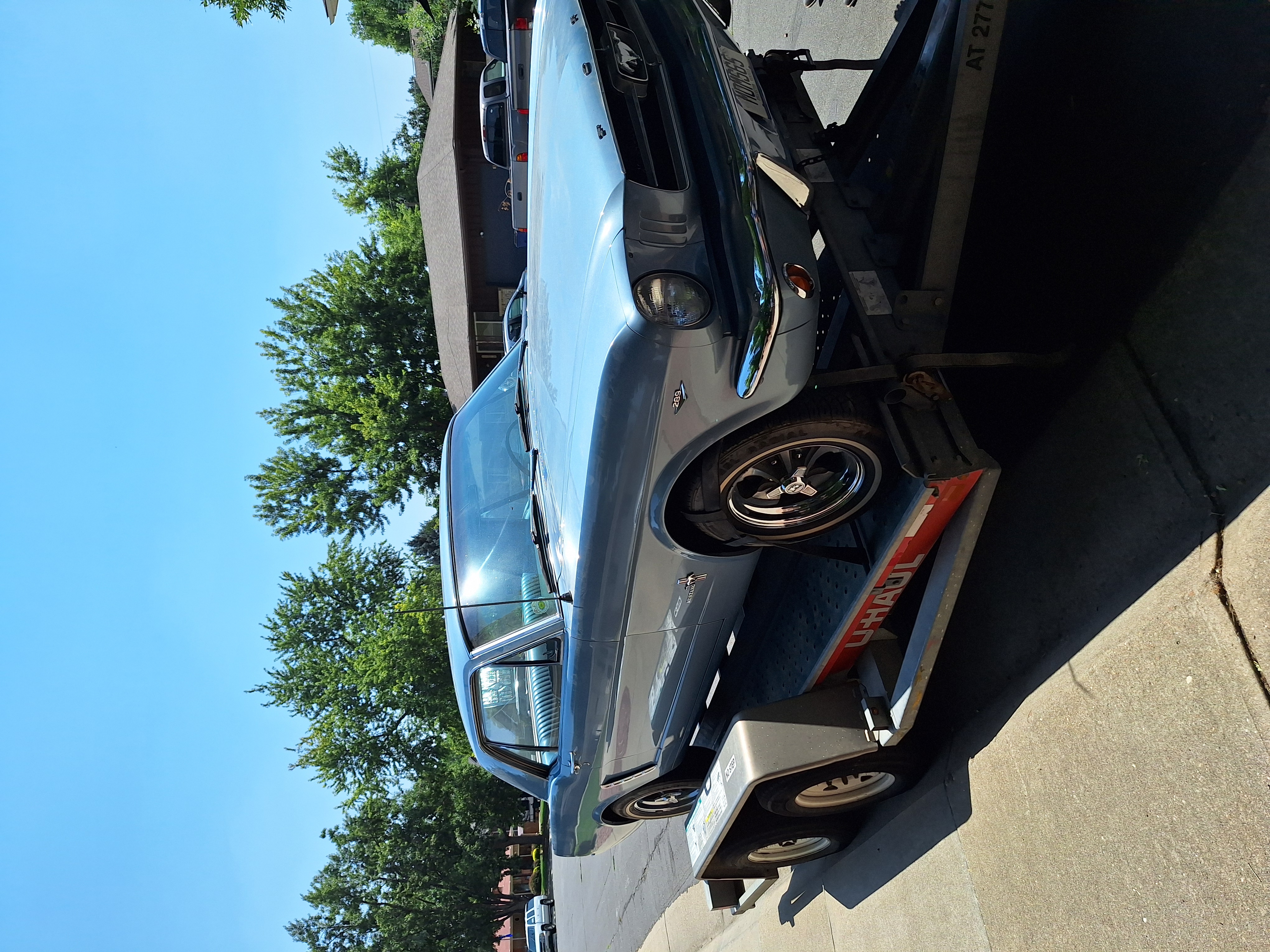 The Mustang on the trailer